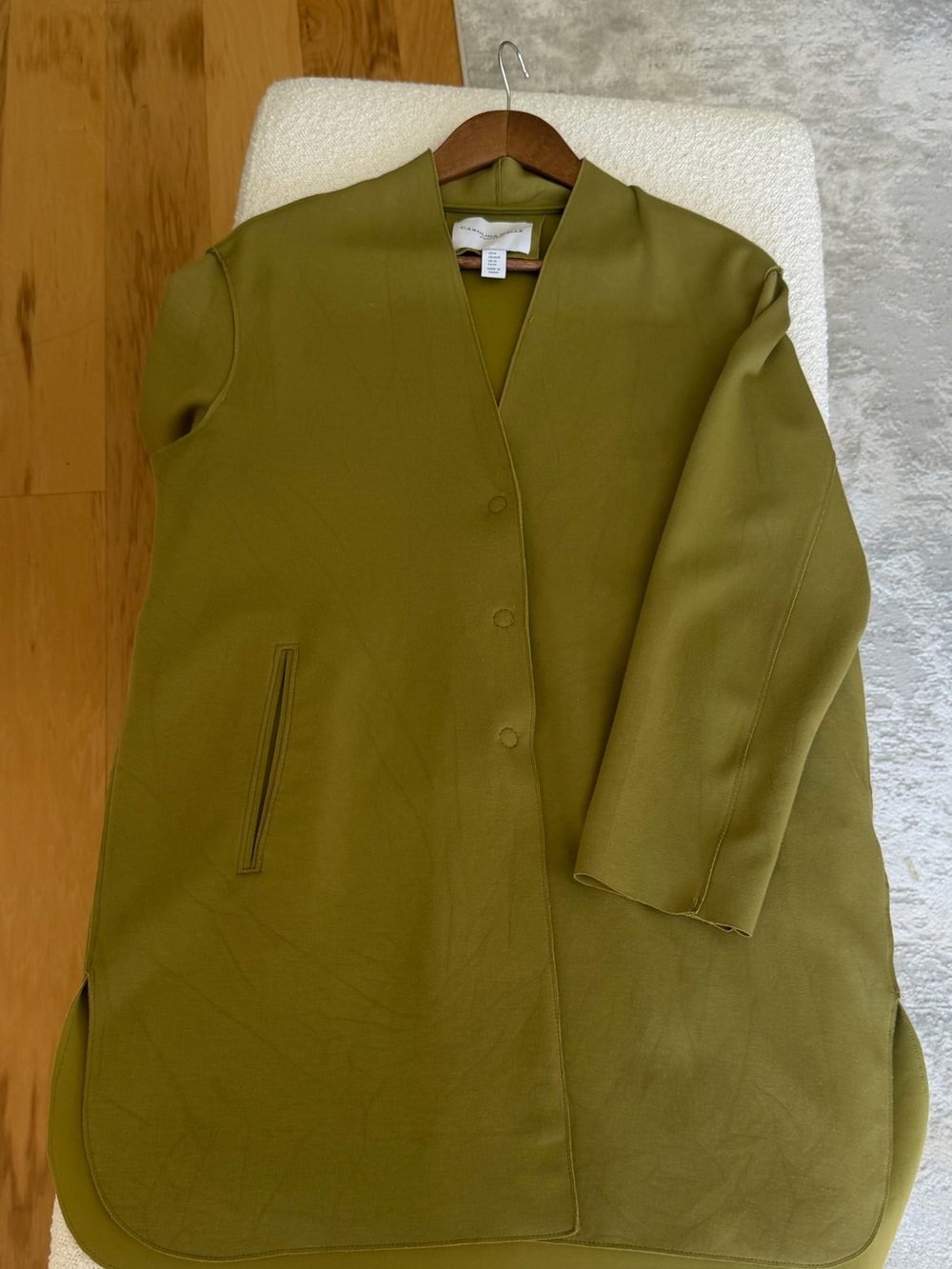 Olive Green Women’s Trench Coat with Minimal Collar - Unbranded